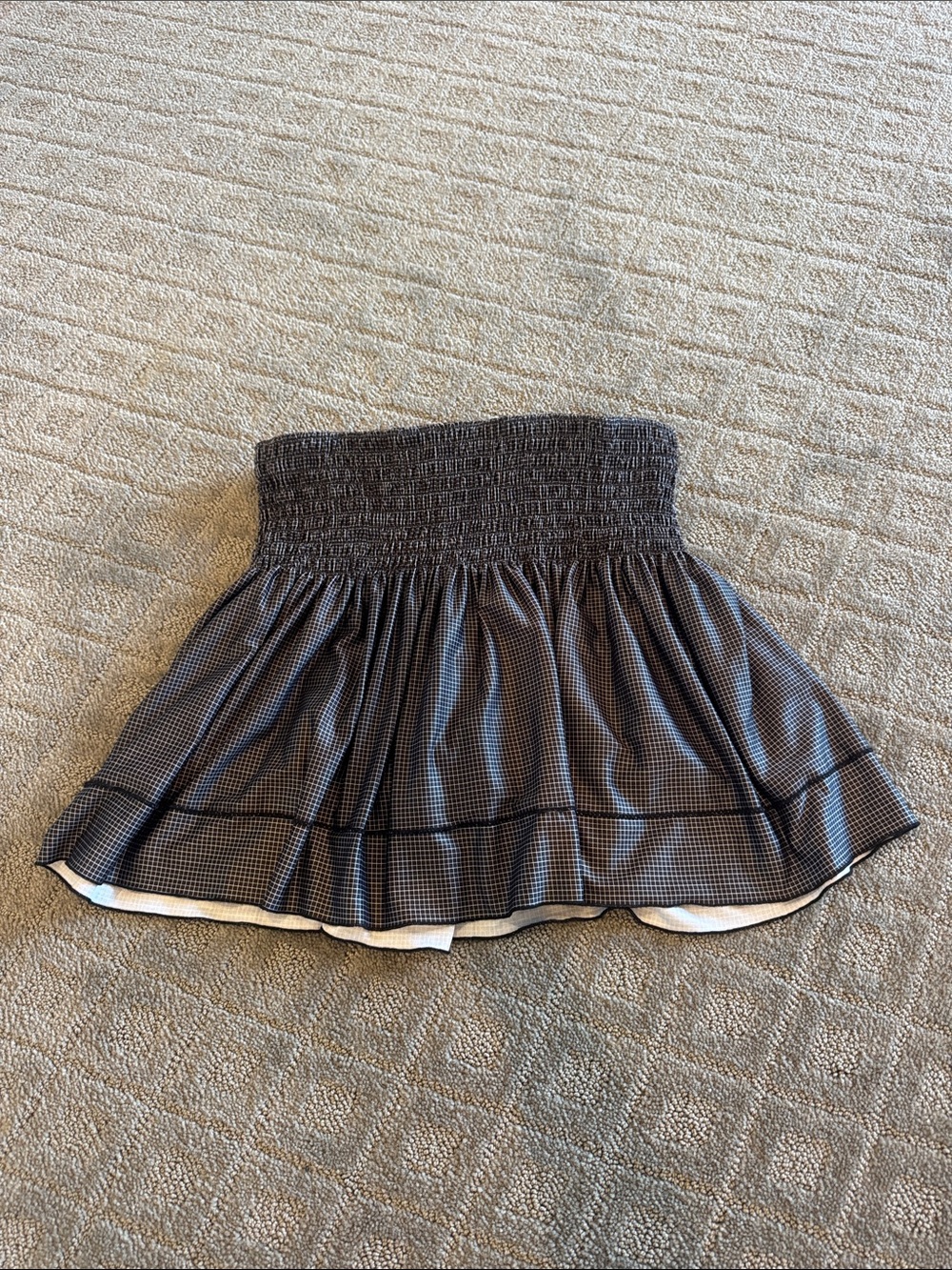 Lucky in Love Black & White Gingham Smocked Skater Skirt